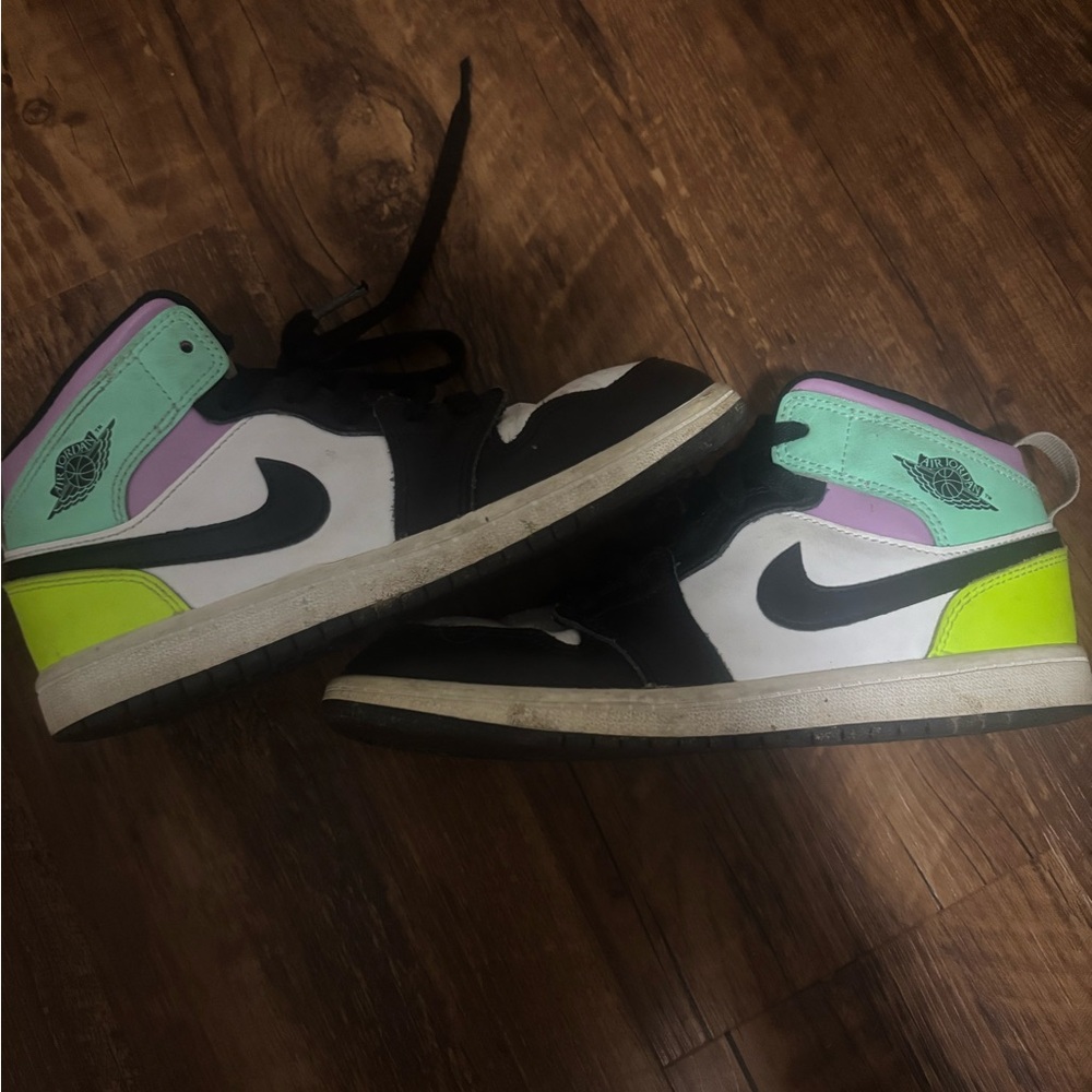 Jordan Kids Sneakers Black White Mint Green Purple
